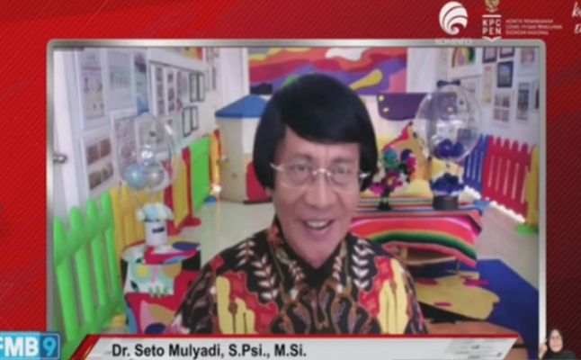 Ketua Lembaga Perlindungan Anak Indonesia Seto Mulyadi dalam dialog Forum Merdeka Barat 9 (FMB 9) – KPCPEN secara virtual di Kendari